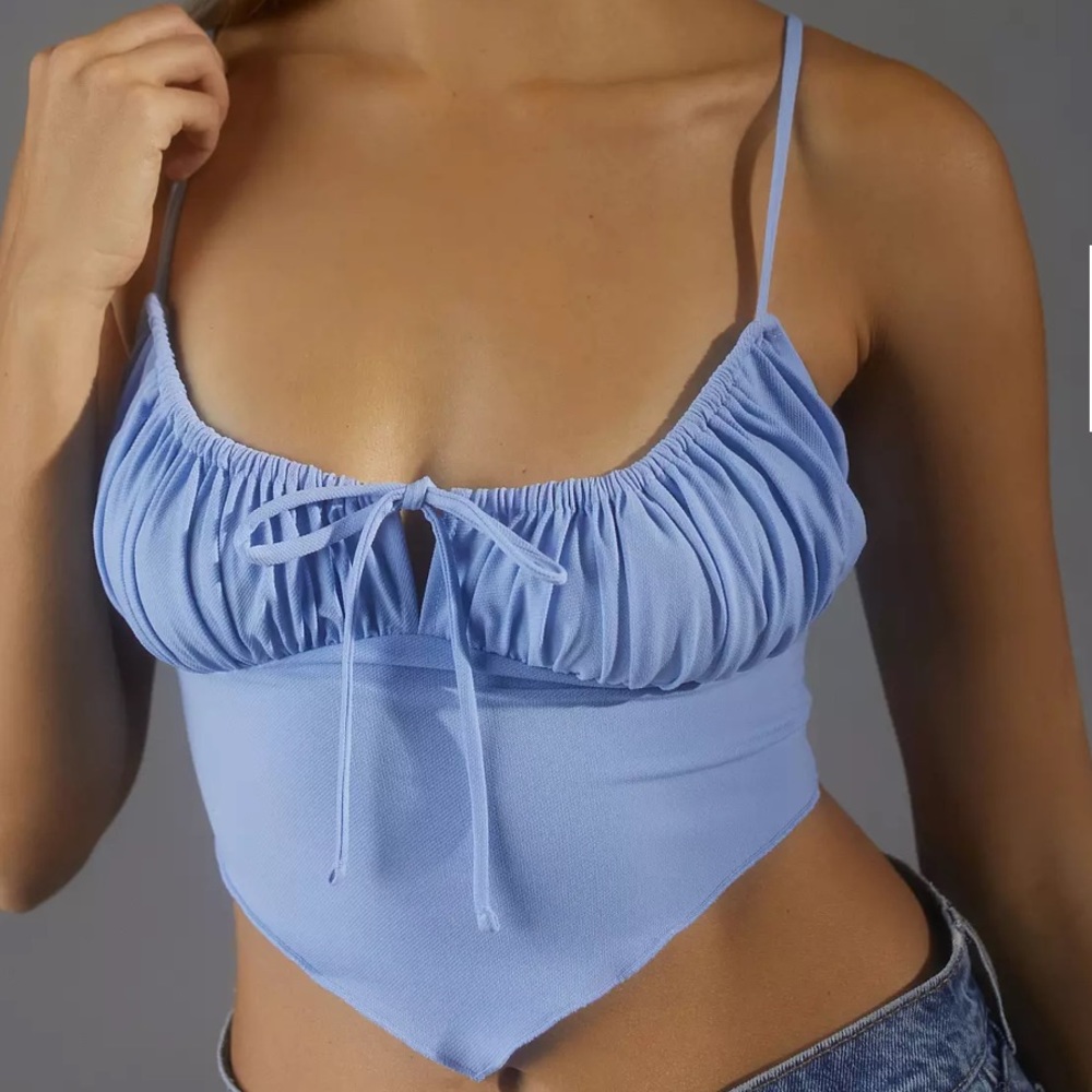 Urban Outfitters Capri Hanky Hem Cami Font Tie Sky Blue